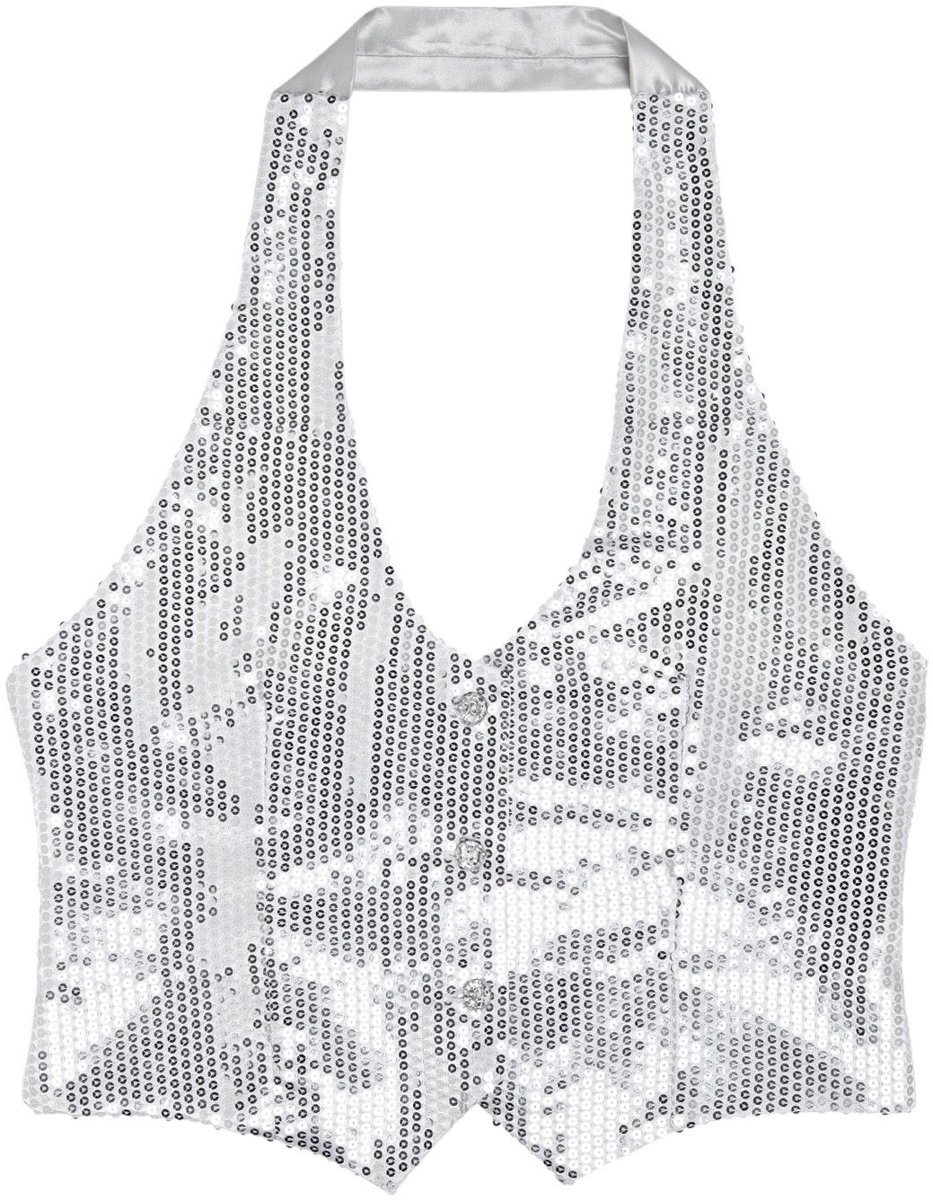 Dames Pailletten Vest Zilver Vrouw | Medium / Large | Carnaval kostuum | Verkleedkleding